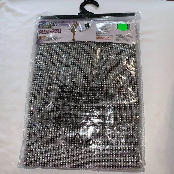 Forum Disco Club Costume Sexy Silver 1970s Fever Dress Adult Size M-L (8-12) - Picture 11 of 11